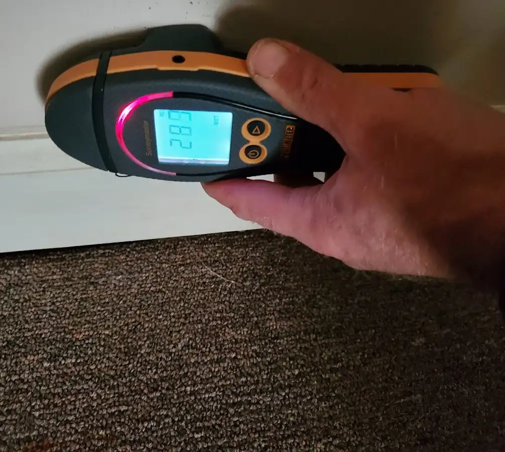 Moisture detection at baseboard during Sewage Cleanup & Sanitation in Grand Terrace